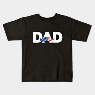 Happy Father's day Birthday American Flag Retro Vintage Noel Kids T-Shirt